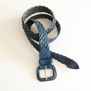 Woven Blue Leather Belt